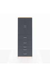 Arges Dolap 3 Raflı 5 Çekmeceli 2 Kapaklı 88x30x243 Çam-Antrasit