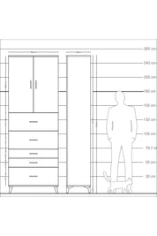 Arges Dolap 3 Raflı 5 Çekmeceli 2 Kapaklı 88x30x243 - S33M199V8A