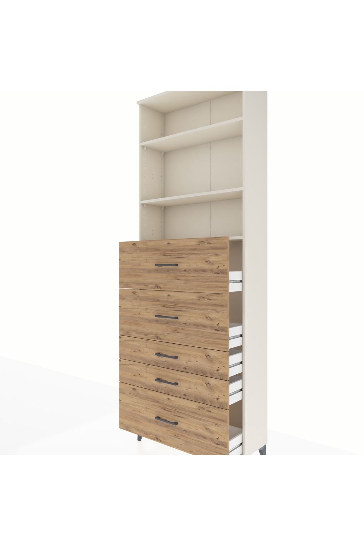 Arges Dolap 3 Raflı 5 Çekmeceli 88x30x243 Aytaşı-Çam