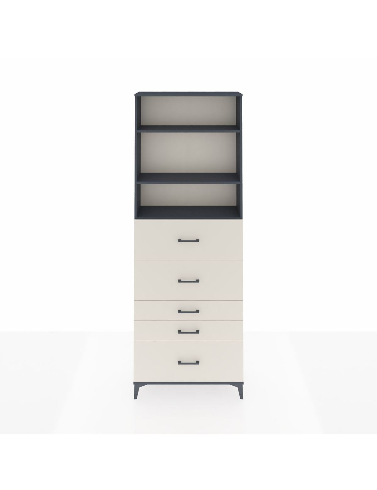 Arges Dolap 3 Raflı 5 Çekmeceli 88x30x243 Antrasit-Aytaşı