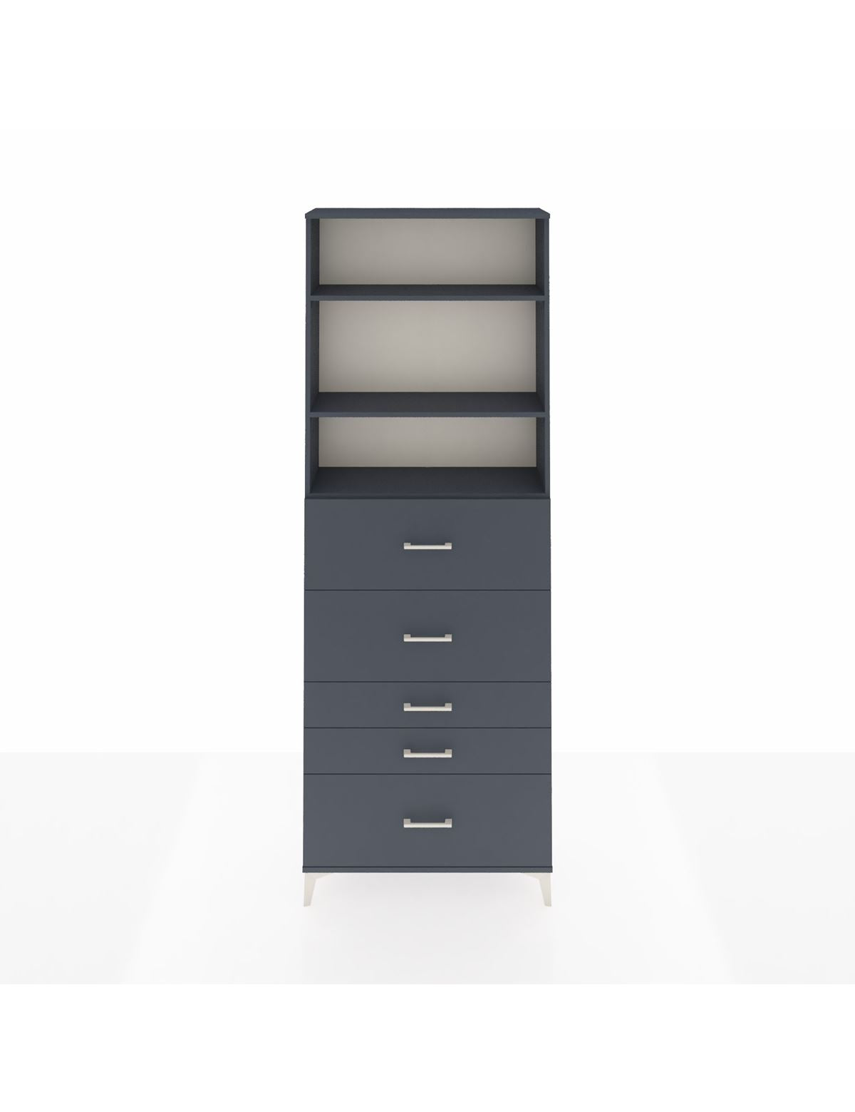 Arges Dolap 3 Raflı 5 Çekmeceli 88x30x243 Antrasit-Antrasit