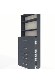 Arges Dolap 3 Raflı 5 Çekmeceli 88x30x243 Antrasit-Antrasit