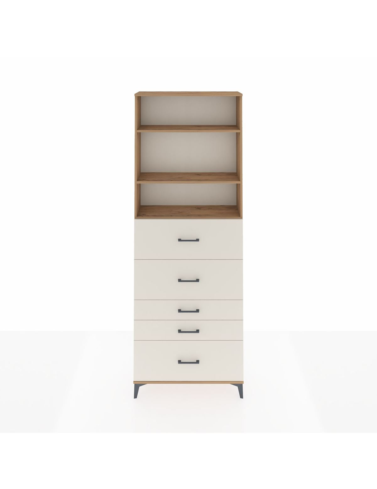 Arges Dolap 3 Raflı 5 Çekmeceli 88x30x243 Çam-Aytaşı