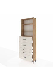 Arges Dolap 3 Raflı 5 Çekmeceli 88x30x243 Çam-Aytaşı