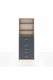 Arges Dolap 3 Raflı 5 Çekmeceli 88x30x243 Çam-Antrasit