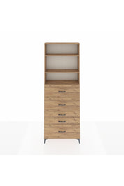 Arges Dolap 3 Raflı 5 Çekmeceli 88x30x243 Çam-Çam