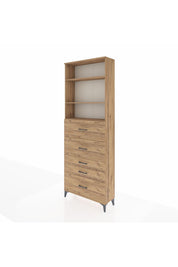 Arges Dolap 3 Raflı 5 Çekmeceli 88x30x243 Çam-Çam