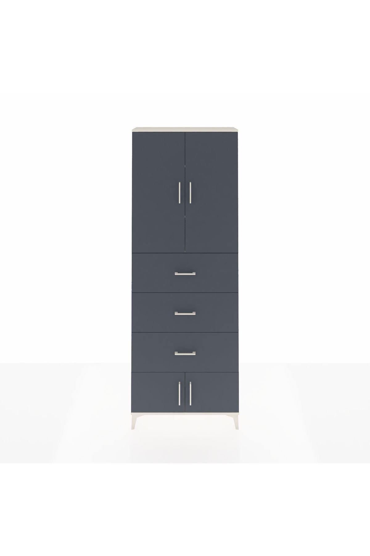 Arges Dolap 3 Raflı 3 Çekmeceli 4 Kapaklı 88x30x243 Aytaşı-Antrasit