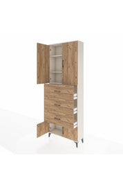 Arges Dolap 3 Raflı 3 Çekmeceli 4 Kapaklı 88x30x243 Aytaşı-Çam