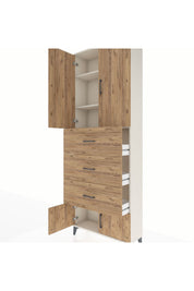 Arges Dolap 3 Raflı 3 Çekmeceli 4 Kapaklı 88x30x243 Aytaşı-Çam
