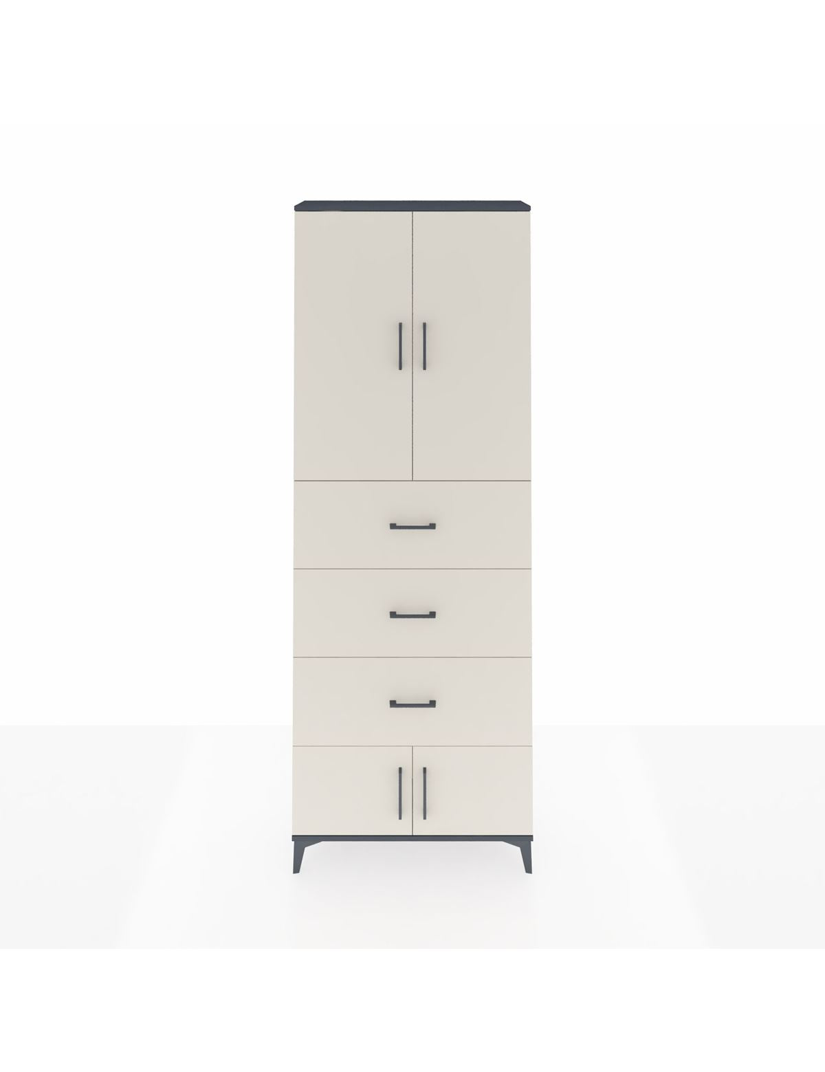 Arges Dolap 3 Raflı 3 Çekmeceli 4 Kapaklı 88x30x243 Antrasit-Aytaşı