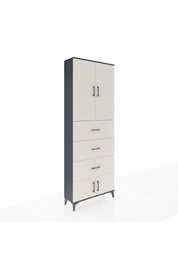 Arges Dolap 3 Raflı 3 Çekmeceli 4 Kapaklı 88x30x243 Antrasit-Aytaşı