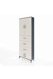 Arges Dolap 3 Raflı 3 Çekmeceli 4 Kapaklı 88x30x243 Antrasit-Aytaşı