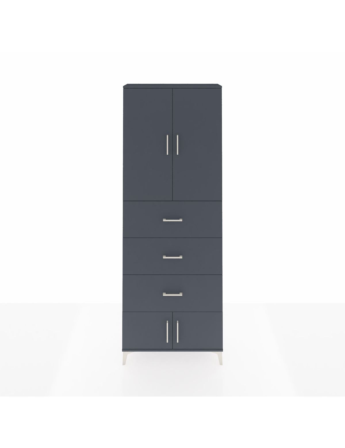 Arges Dolap 3 Raflı 3 Çekmeceli 4 Kapaklı 88x30x243 Antrasit-Antrasit