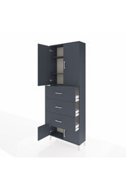 Arges Dolap 3 Raflı 3 Çekmeceli 4 Kapaklı 88x30x243 Antrasit-Antrasit