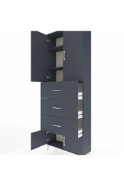 Arges Dolap 3 Raflı 3 Çekmeceli 4 Kapaklı 88x30x243 Antrasit-Antrasit