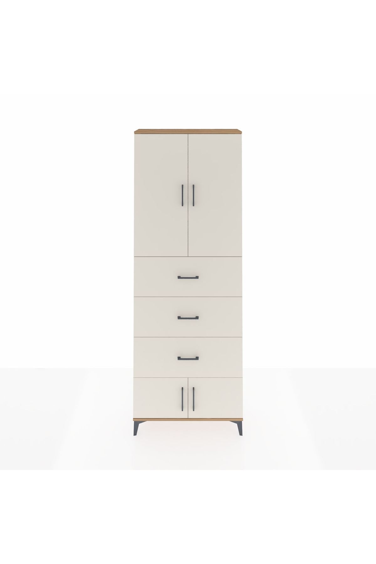 Arges Dolap 3 Raflı 3 Çekmeceli 4 Kapaklı 88x30x243 Çam-Aytaşı