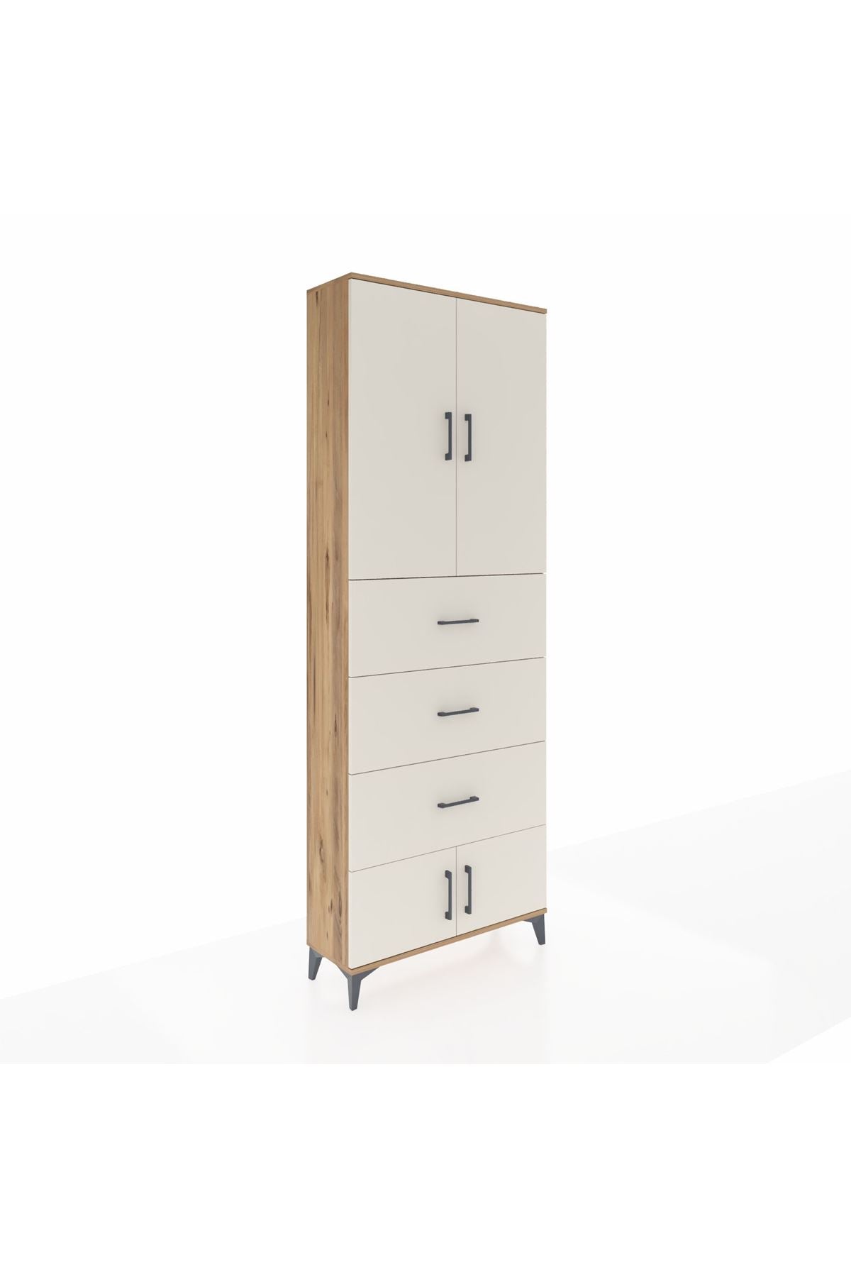 Arges Dolap 3 Raflı 3 Çekmeceli 4 Kapaklı 88x30x243 Çam-Aytaşı