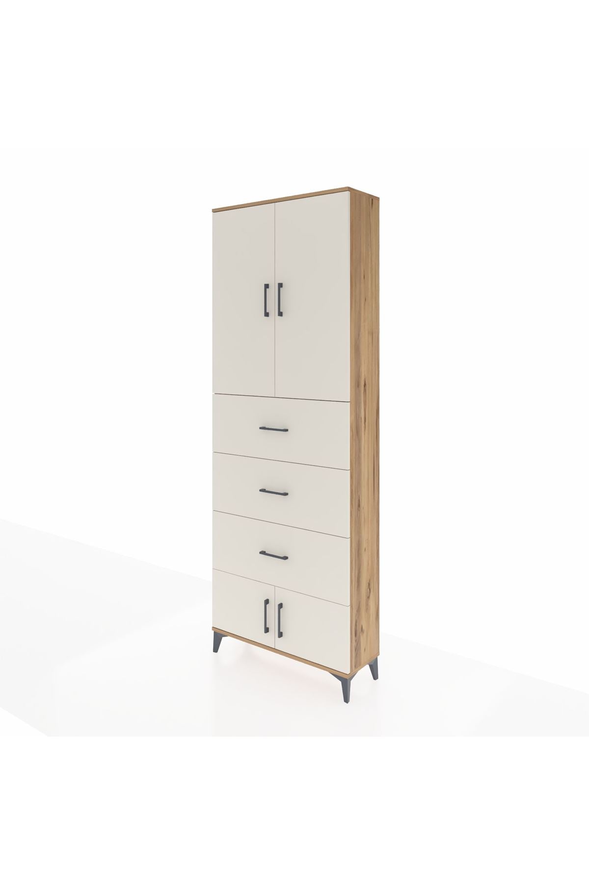 Arges Dolap 3 Raflı 3 Çekmeceli 4 Kapaklı 88x30x243 Çam-Aytaşı