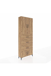 Arges Dolap 3 Raflı 3 Çekmeceli 4 Kapaklı 88x30x243 Çam-Çam