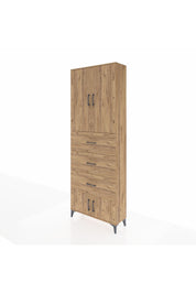 Arges Dolap 3 Raflı 3 Çekmeceli 4 Kapaklı 88x30x243 Çam-Çam