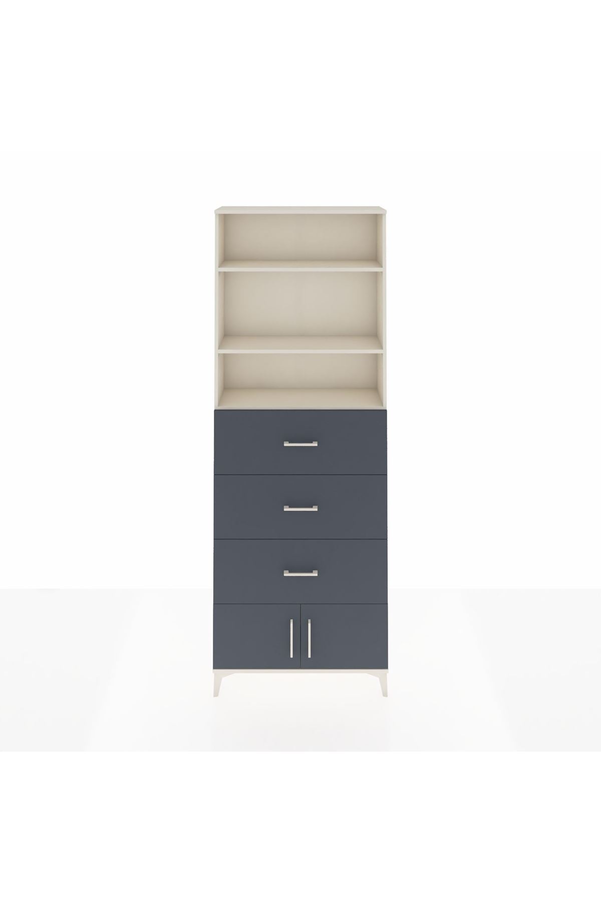 Arges Dolap 3 Raflı 3 Çekmeceli 2 Kapaklı 88x30x243 Aytaşı-Antrasit