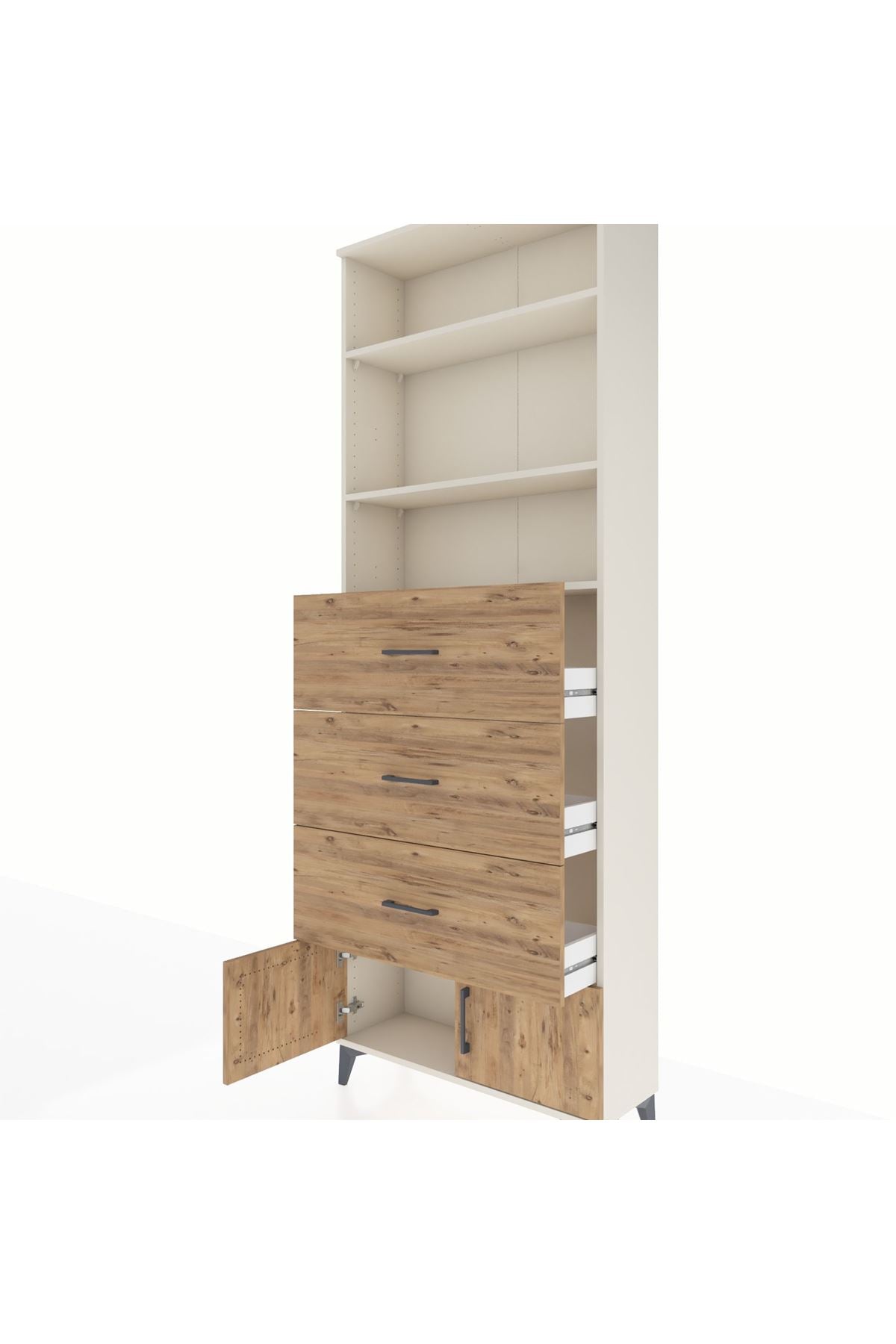 Arges Dolap 3 Raflı 3 Çekmeceli 2 Kapaklı 88x30x243 Aytaşı-Çam