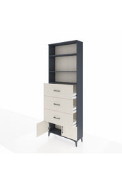 Arges Dolap 3 Raflı 3 Çekmeceli 2 Kapaklı 88x30x243 Antrasit-Aytaşı