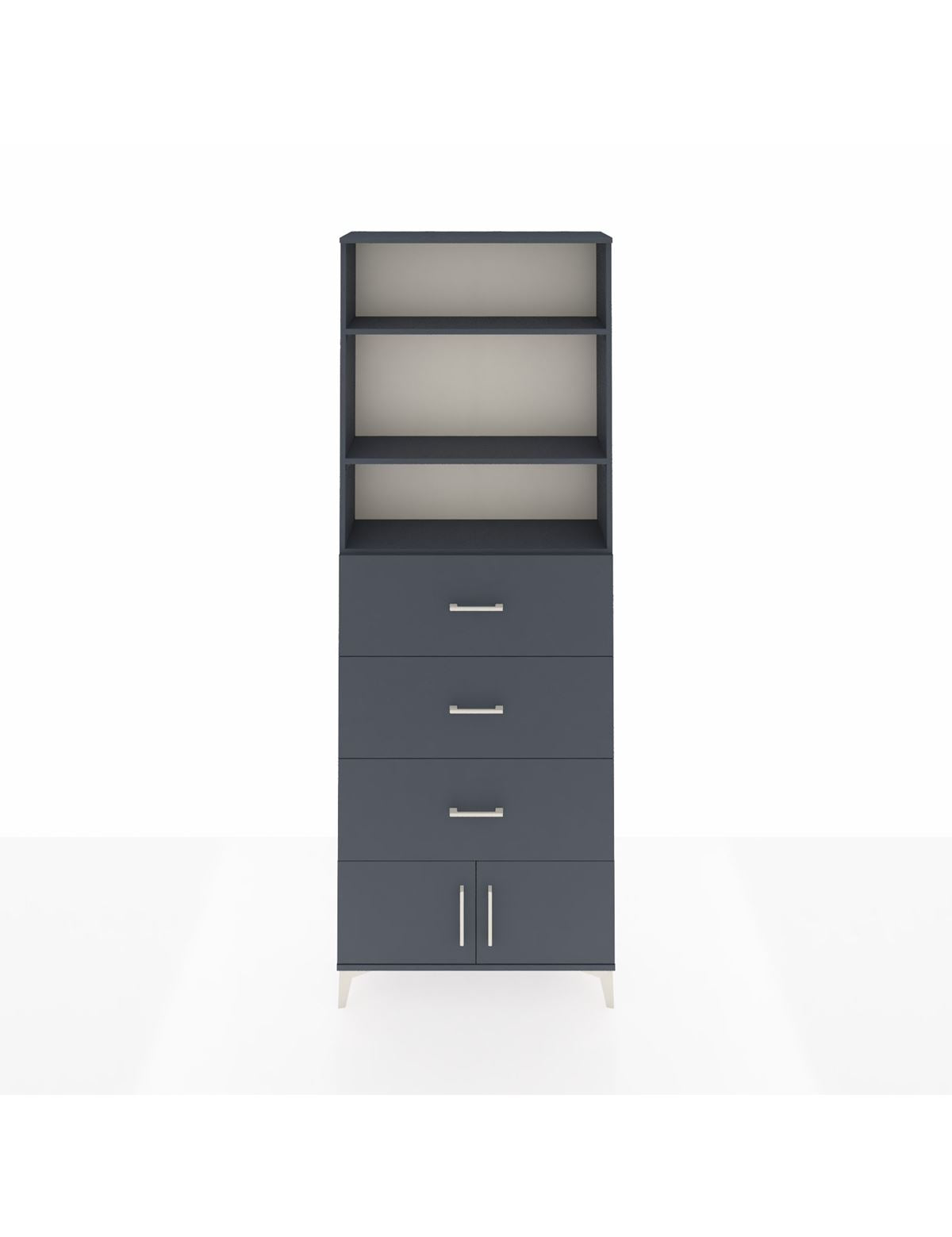 Arges Dolap 3 Raflı 3 Çekmeceli 2 Kapaklı 88x30x243 Antrasit-Antrasit