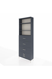 Arges Dolap 3 Raflı 3 Çekmeceli 2 Kapaklı 88x30x243 Antrasit-Antrasit