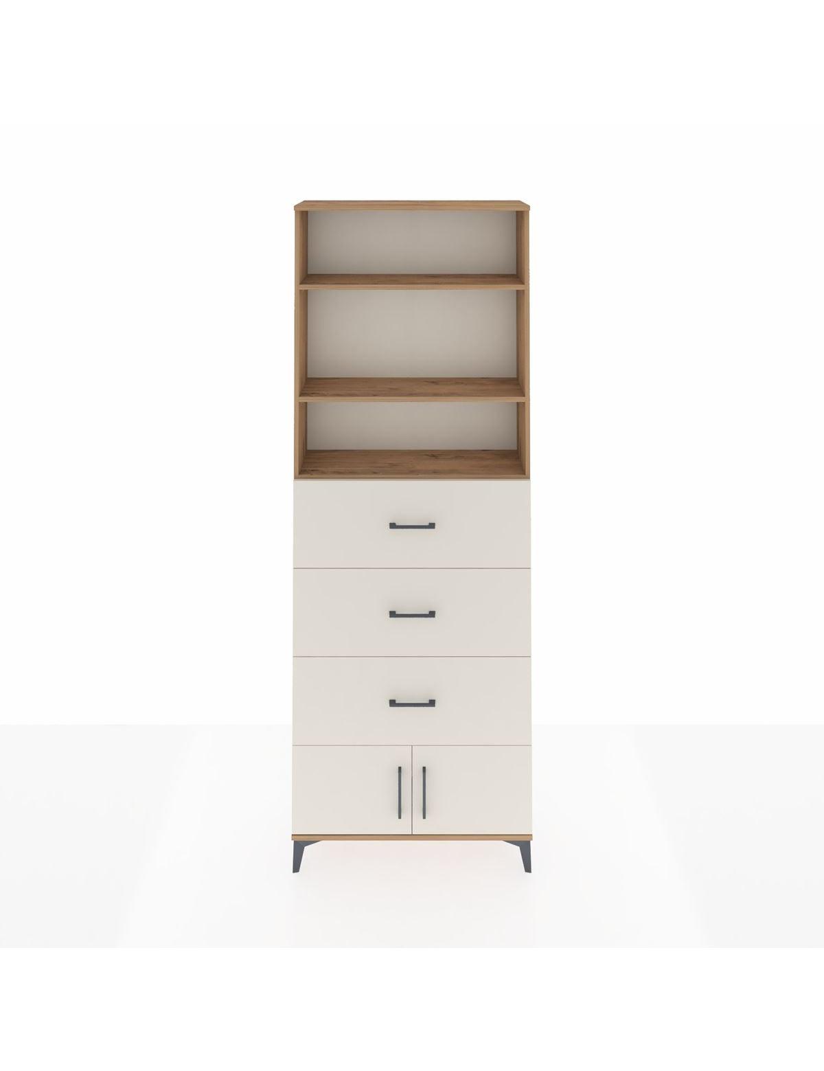 Arges Dolap 3 Raflı 3 Çekmeceli 2 Kapaklı 88x30x243 Çam-Aytaşı