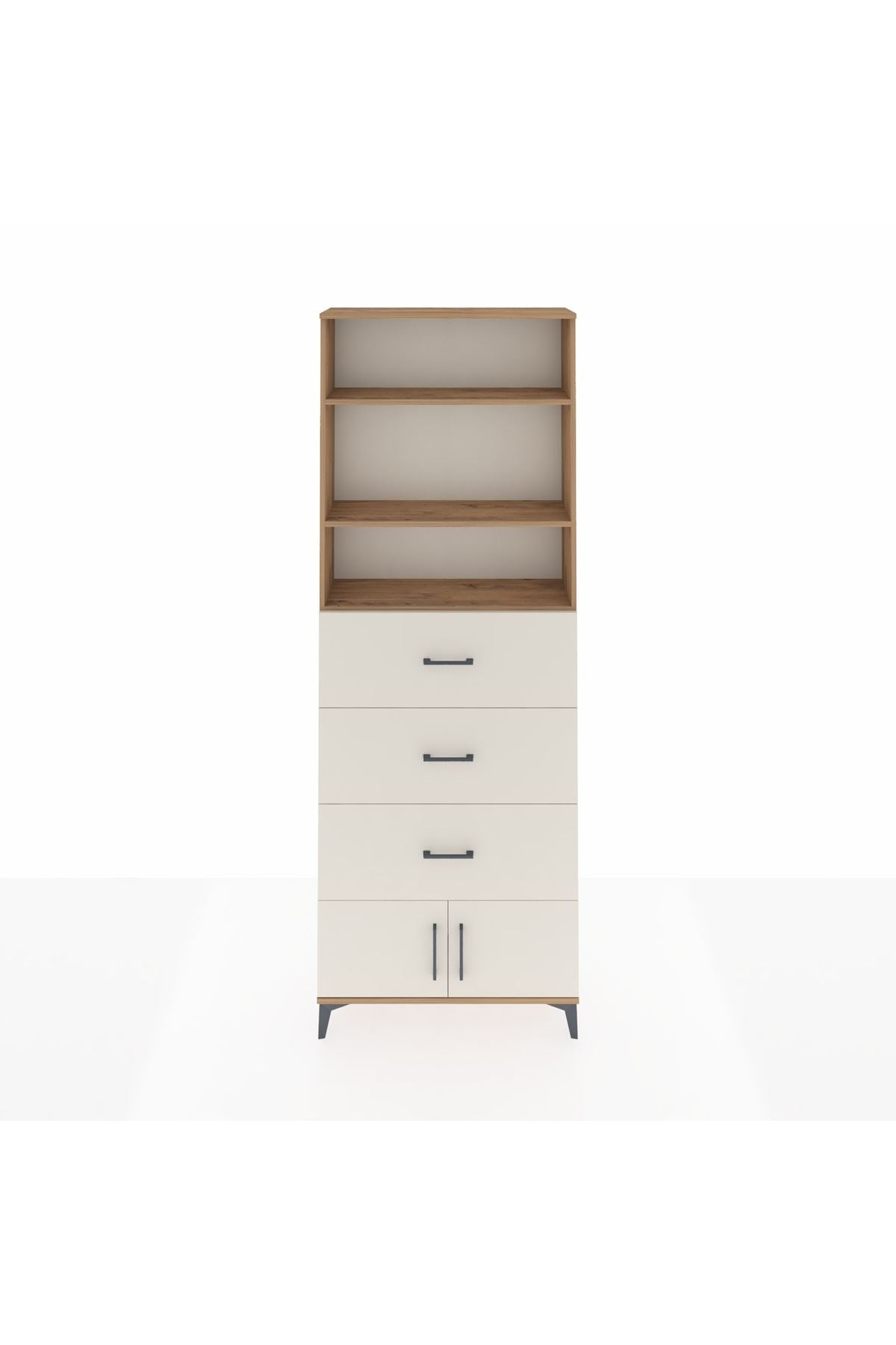 Arges Dolap 3 Raflı 3 Çekmeceli 2 Kapaklı 88x30x243 Çam-Aytaşı