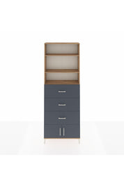 Arges Dolap 3 Raflı 3 Çekmeceli 2 Kapaklı 88x30x243 Çam-Antrasit