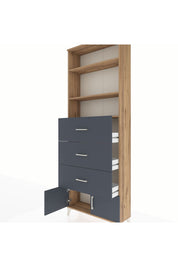 Arges Dolap 3 Raflı 3 Çekmeceli 2 Kapaklı 88x30x243 Çam-Antrasit