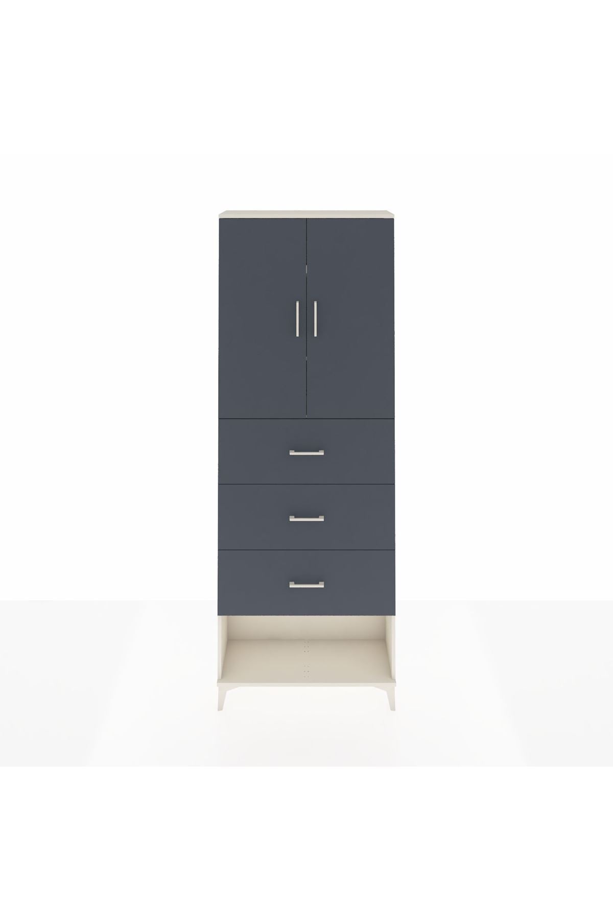 Arges Dolap 3 Raflı 3 Çekmeceli 2 Kapaklı 88x30x243 Aytaşı-Antrasit