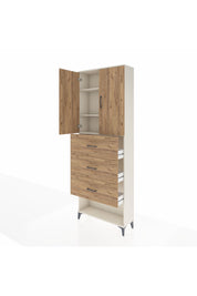 Arges Dolap 3 Raflı 3 Çekmeceli 2 Kapaklı 88x30x243 Aytaşı-Çam