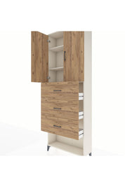 Arges Dolap 3 Raflı 3 Çekmeceli 2 Kapaklı 88x30x243 Aytaşı-Çam