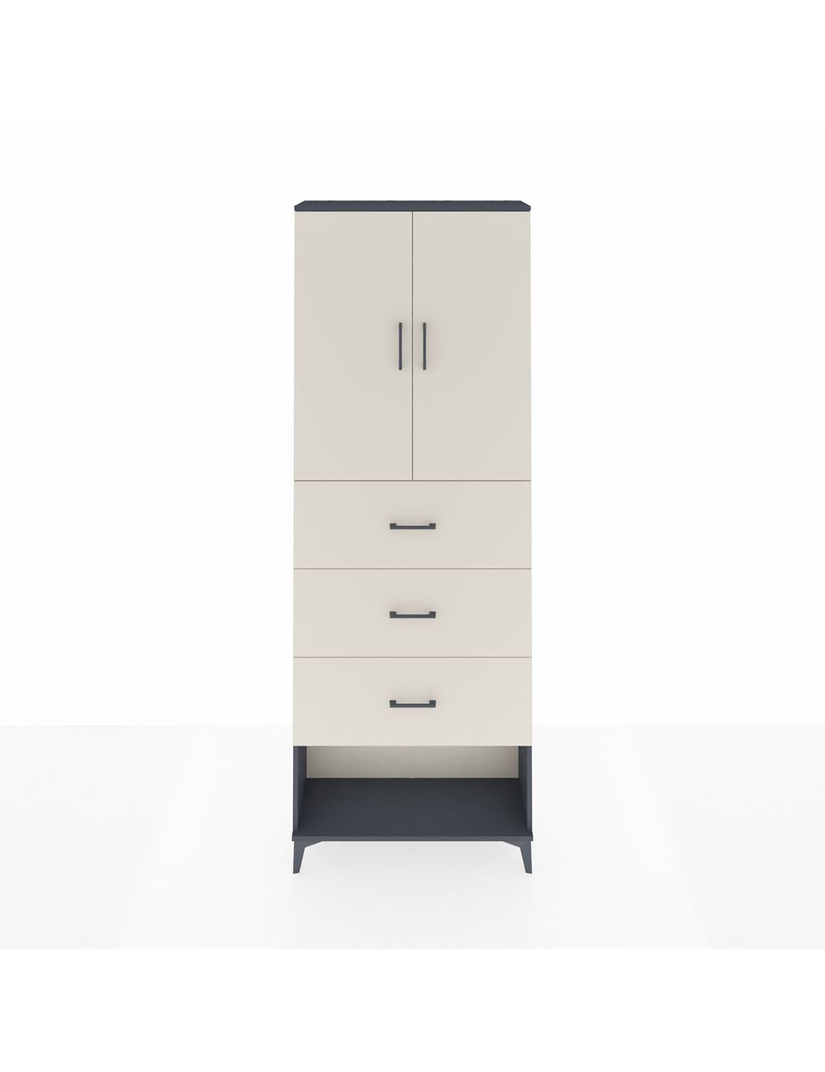 Arges Dolap 3 Raflı 3 Çekmeceli 2 Kapaklı 88x30x243 Antrasit-Aytaşı