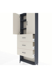Arges Dolap 3 Raflı 3 Çekmeceli 2 Kapaklı 88x30x243 Antrasit-Aytaşı