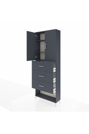 Arges Dolap 3 Raflı 3 Çekmeceli 2 Kapaklı 88x30x243 Antrasit-Antrasit