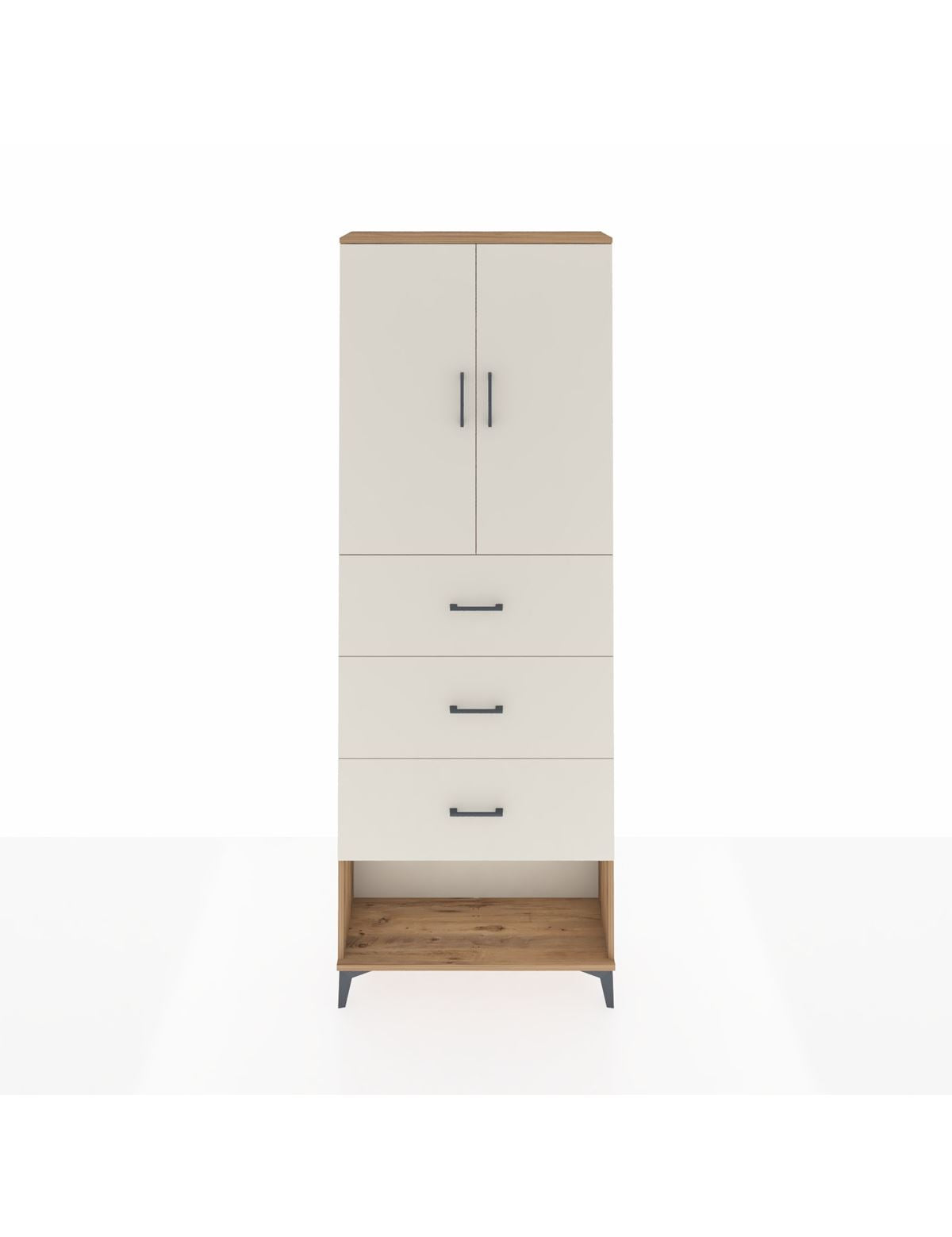 Arges Dolap 3 Raflı 3 Çekmeceli 2 Kapaklı 88x30x243 Çam-Aytaşı