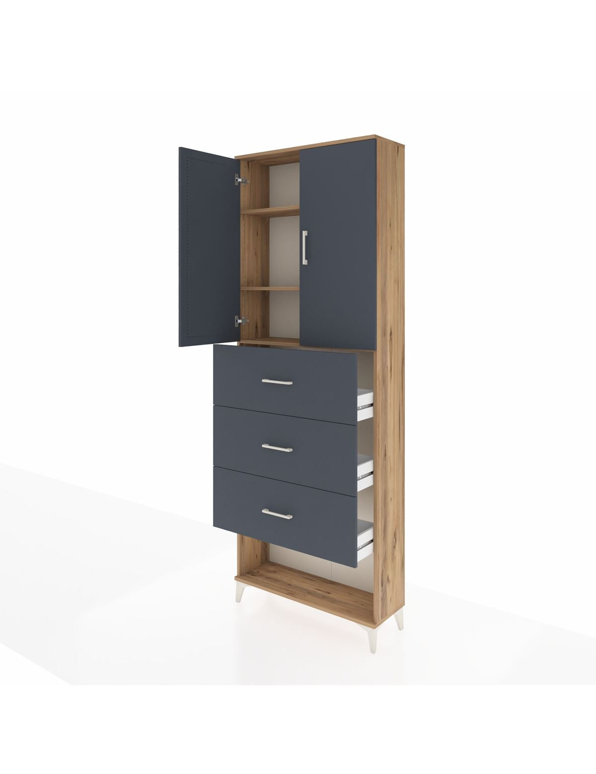 Arges Dolap 3 Raflı 3 Çekmeceli 2 Kapaklı 88x30x243 - S33M203V8A
