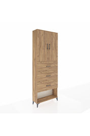 Arges Dolap 3 Raflı 3 Çekmeceli 2 Kapaklı 88x30x243 Çam-Çam