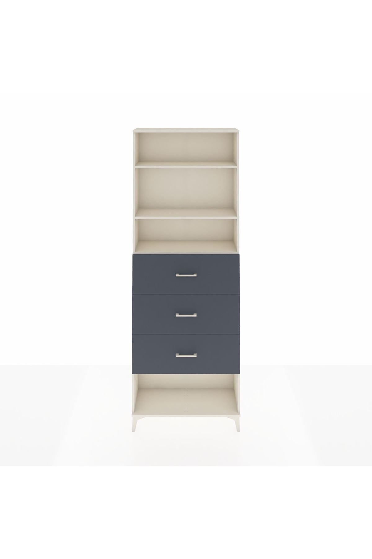 Arges Dolap 3 Raflı 3 Çekmeceli 88x30x243 Aytaşı-Antrasit