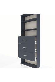 Arges Dolap 3 Raflı 3 Çekmeceli 88x30x243 Antrasit-Antrasit