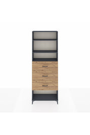 Arges Dolap 3 Raflı 3 Çekmeceli 88x30x243 Antrasit-Çam