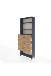 Arges Dolap 3 Raflı 3 Çekmeceli 88x30x243 Antrasit-Çam