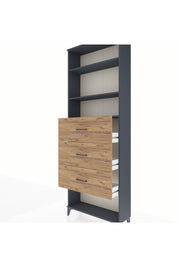 Arges Dolap 3 Raflı 3 Çekmeceli 88x30x243 Antrasit-Çam