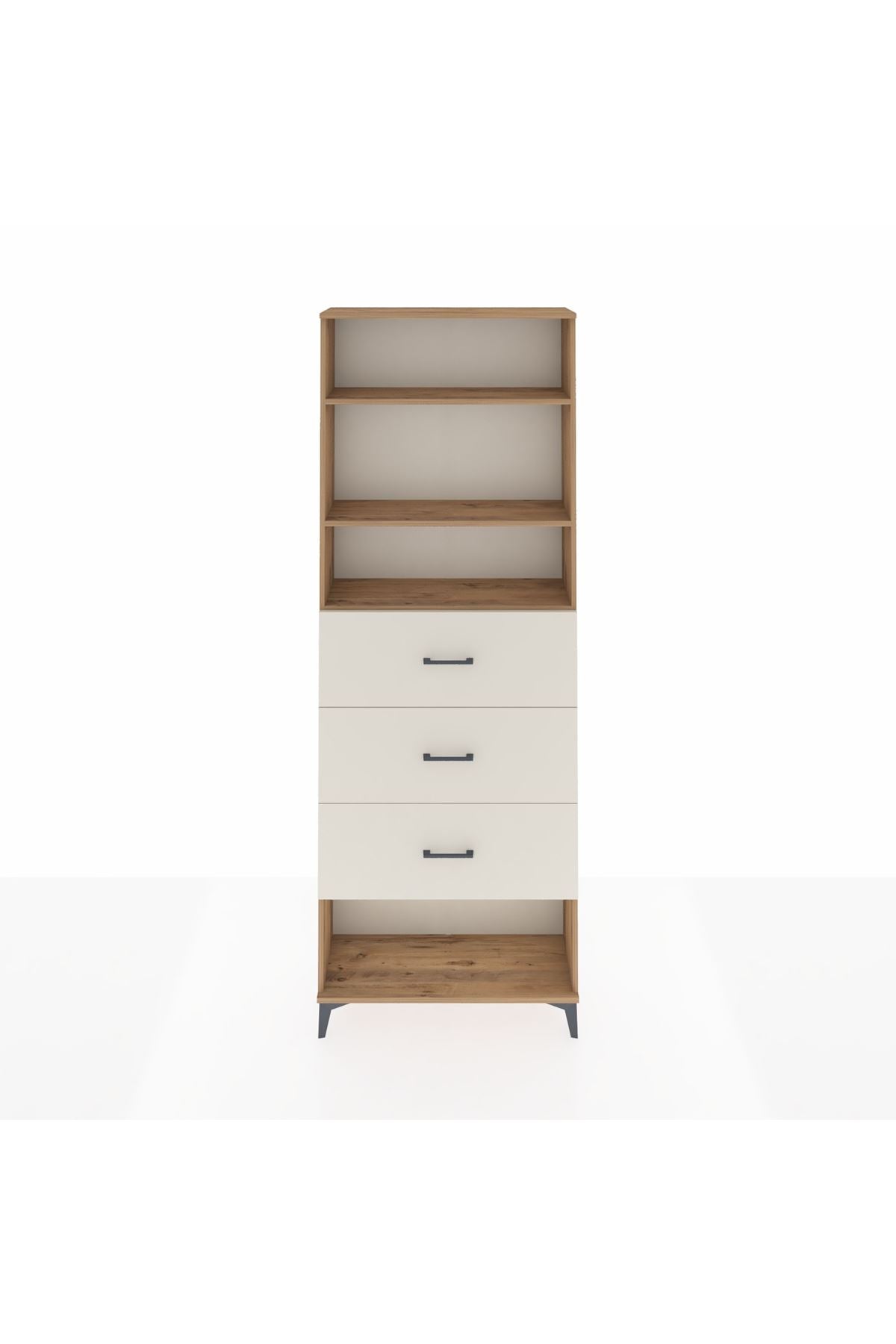 Arges Dolap 3 Raflı 3 Çekmeceli 88x30x243 Çam-Aytaşı