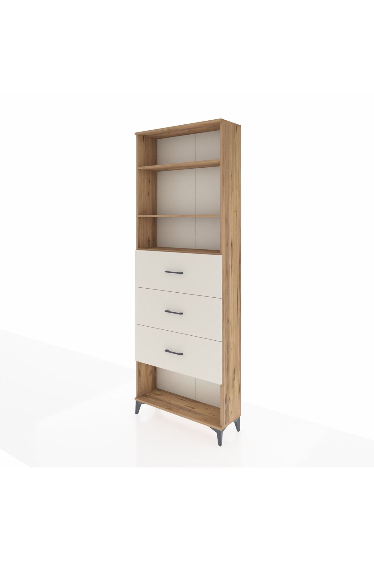 Arges Dolap 3 Raflı 3 Çekmeceli 88x30x243 Çam-Aytaşı